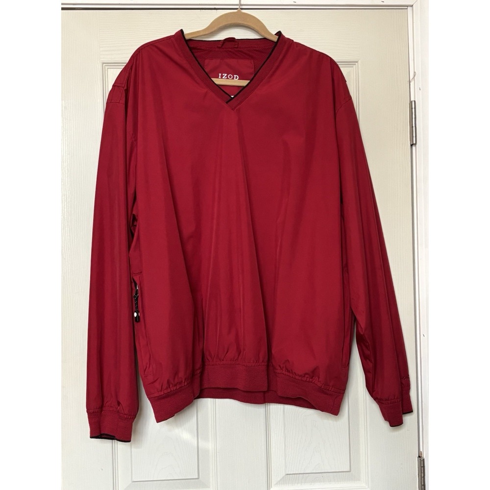 IZOD Golf Windbreaker PULLOVER Jacket ~Activewear ~Red Size XXL ~Packable!